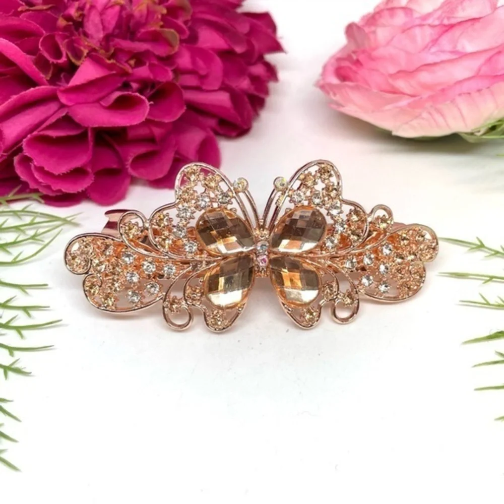 NEW⚜️Butterfly Gold Crystal Embellished Hair Clip